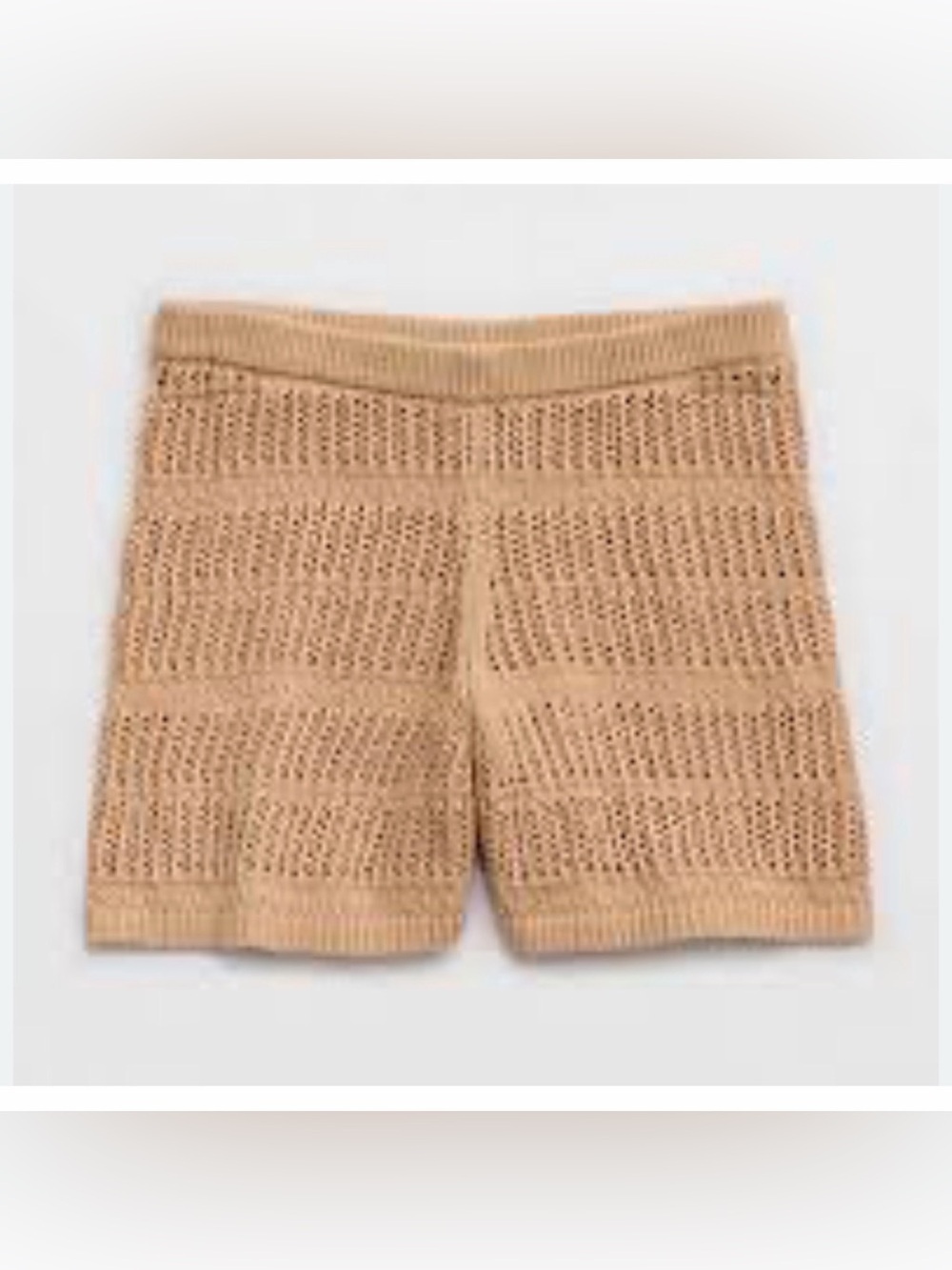 Aerie Knit Crochet Shorts Camel